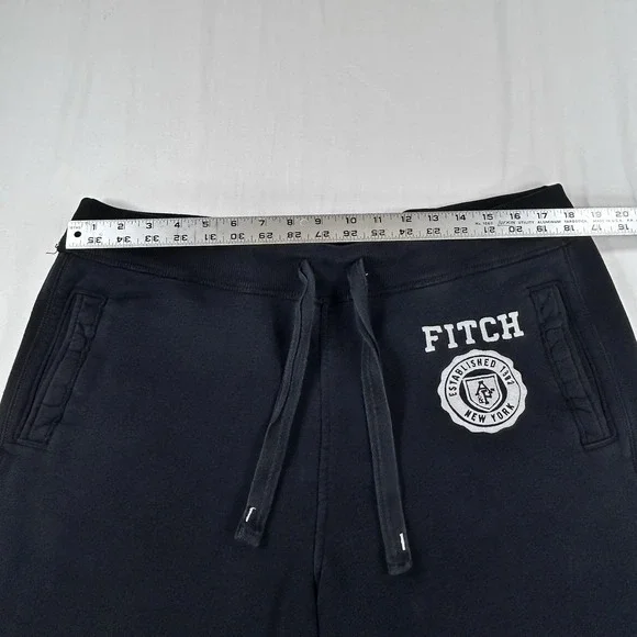 Abercrombie & Fitch Shorts Men XL Black Sweat 8" Fleece Graphic Casual Y2K - Picture 4 of 8